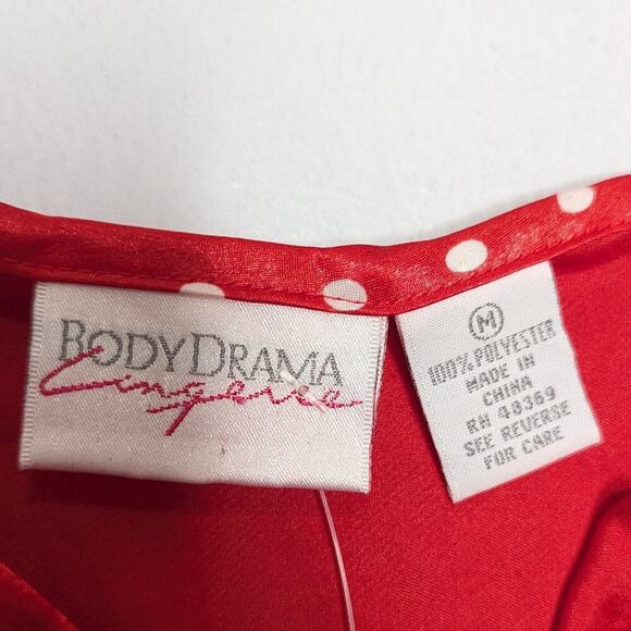 Body Drama Vintage 90's Red Satin Mini Slip Dress Polka Dot Collar Button Detail - Picture 3 of 9